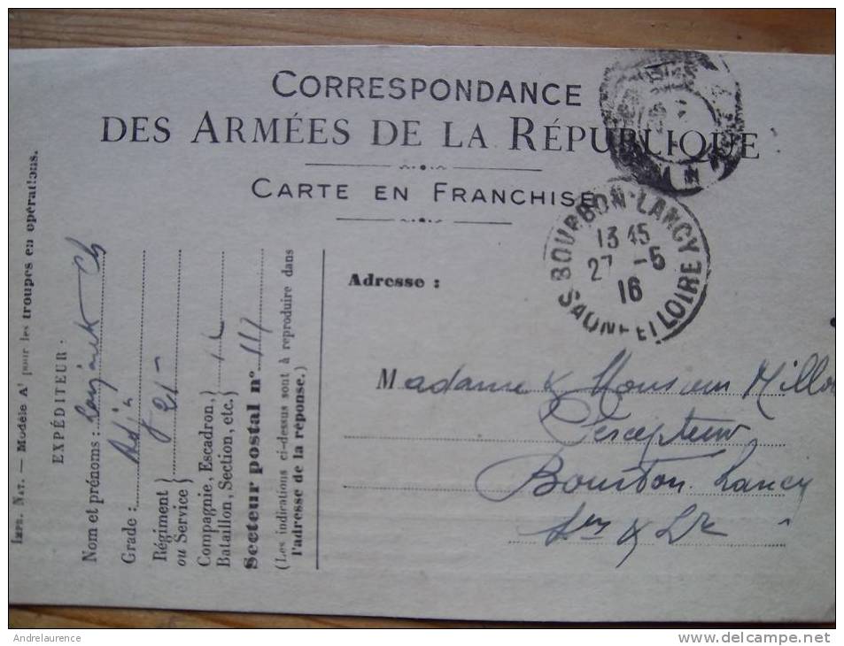 Corespondance Des Armées De La Republique Franchise Militaire  Bourbon Lancy - Lettres & Documents