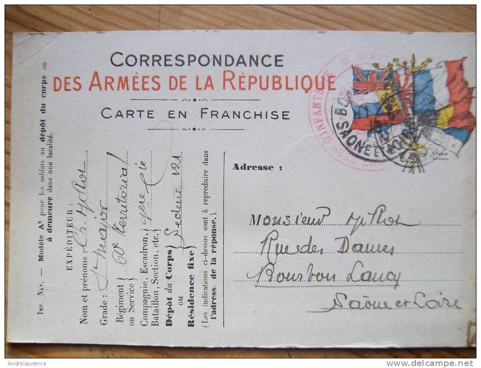 Corespondance Des Armées De La Republique Franchise Militaire  Bourbon Lancy - Lettres & Documents