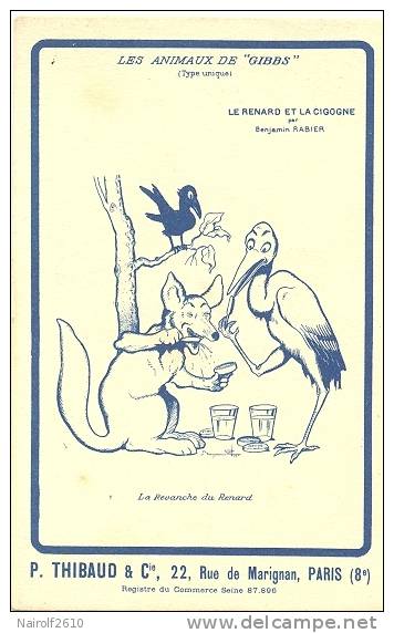 ILLUSTRATION -- CARTE PUBLICIRAIRE ANIMAUX DE GIBBS - RABIER - LE RENARD ET LA CIGOGNE, La Revanche Du Renard - Rabier, B.