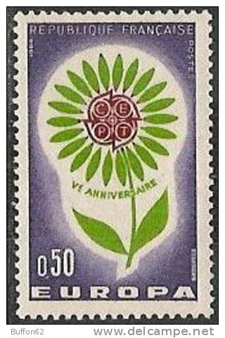 F - France (1964) - Europa : Fleur Stylisée / Schematic Flower. Taille-douce, Dentelé 13. Y&T N°1431. - 1964