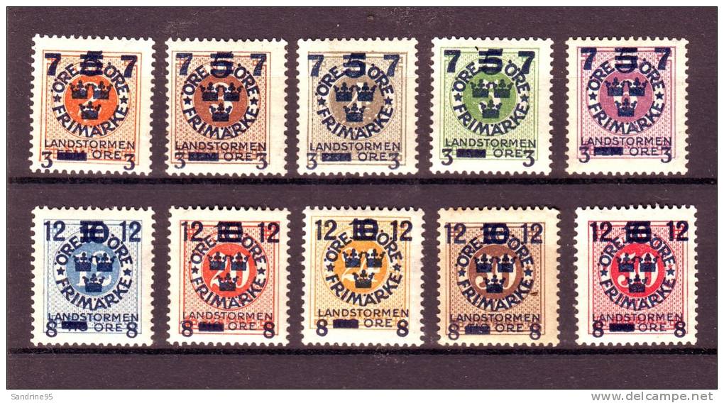 SUEDE TIMBRES EN 1918 SURCHARGES NEUF. - Neufs