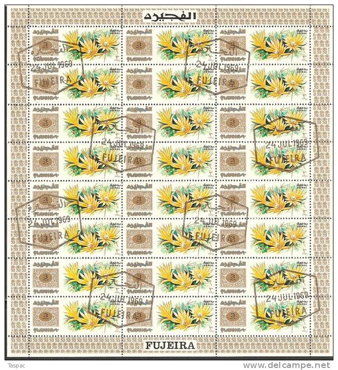 Fujeira 1969 Mi# 381-389 A Used - Sheets of 24 (except Mi# 386) - Wild Flowers