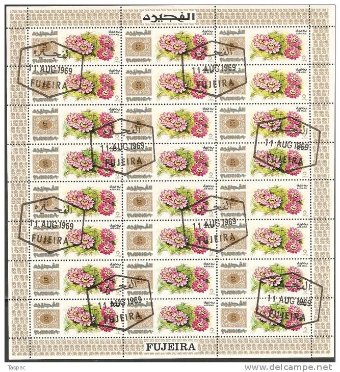 Fujeira 1969 Mi# 381-389 A Used - Sheets of 24 (except Mi# 386) - Wild Flowers