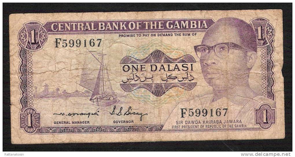 GAMBIA  P4c  1  DALASI  1971 Signature 4  FINE    NO P.h. ! - Gambie