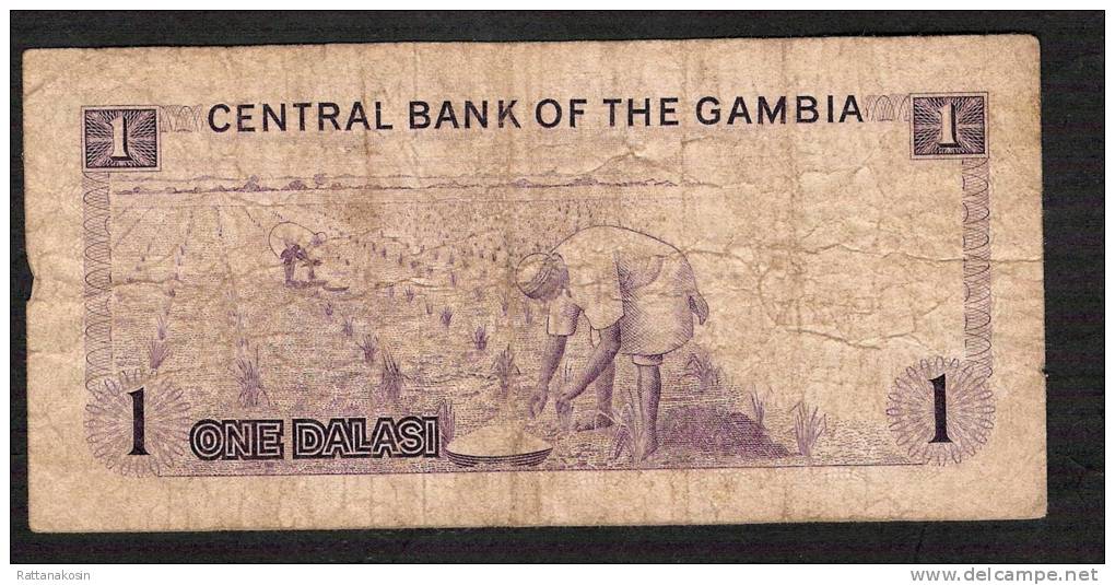 GAMBIA  P4c  1  DALASI  1971 Signature 4  FINE    NO P.h. ! - Gambie