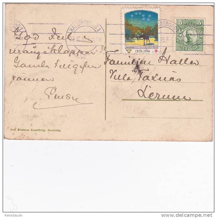 1915 - VIGNETTE Sur CARTE POSTALE De BAMBERG EXPEDIEE De HALSINGBORG - NOËL - Lettres & Documents