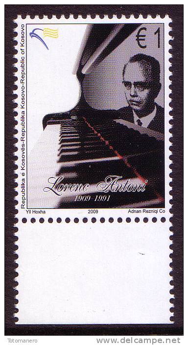 REPUBLIC OF KOSOVO 2009 Lorenc Antoni [1909-1991]  Composer, Set Of 1v** - Kosovo