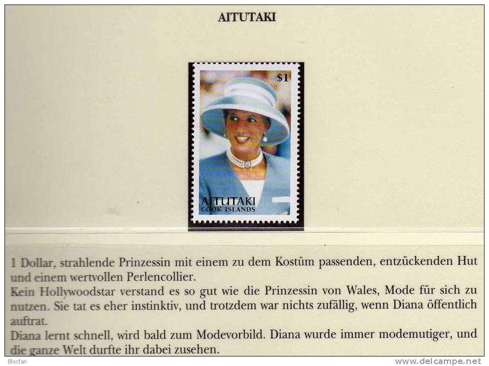 Ehrung Von Diana 1997 Aitutaki 754 ** 6€ Memorial Porträt Lady Di Flower Princess Of Wales Stamp Of Oceanien - Femmes Célèbres