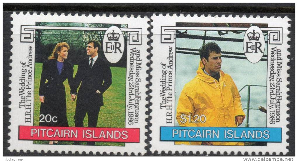 Pitcairn Islands 1986 - Royal Wedding HRH Prince Andrew & Miss Sarah Ferguson SG290-291 MNH Cat £2.75 SG2015 - Islas De Pitcairn