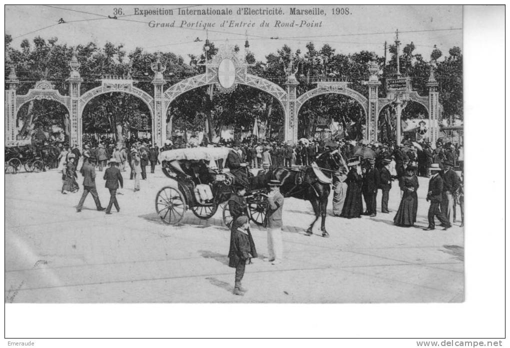 MARSEILLE Exposition Internationale D'électricité 1908  Grand Portiquedu Rond Oint - Mostra Elettricità E Altre