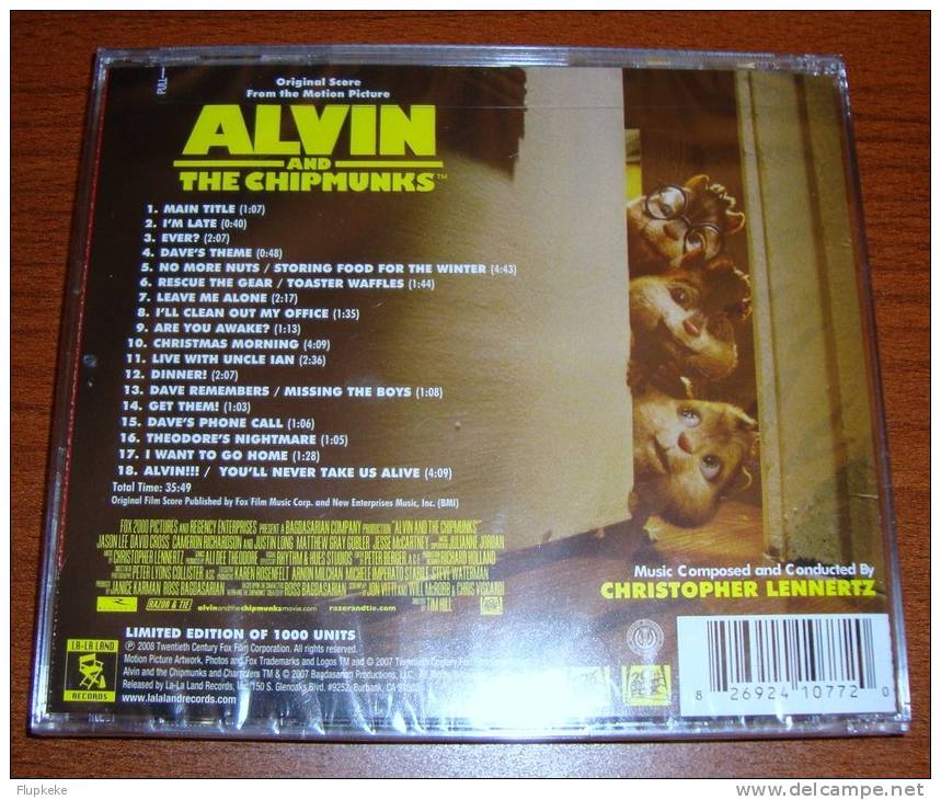 Cd Soundtrack Alvin And The Chipmunks Christopher Lennertz Limited Edition La-la Land Records - Musique De Films