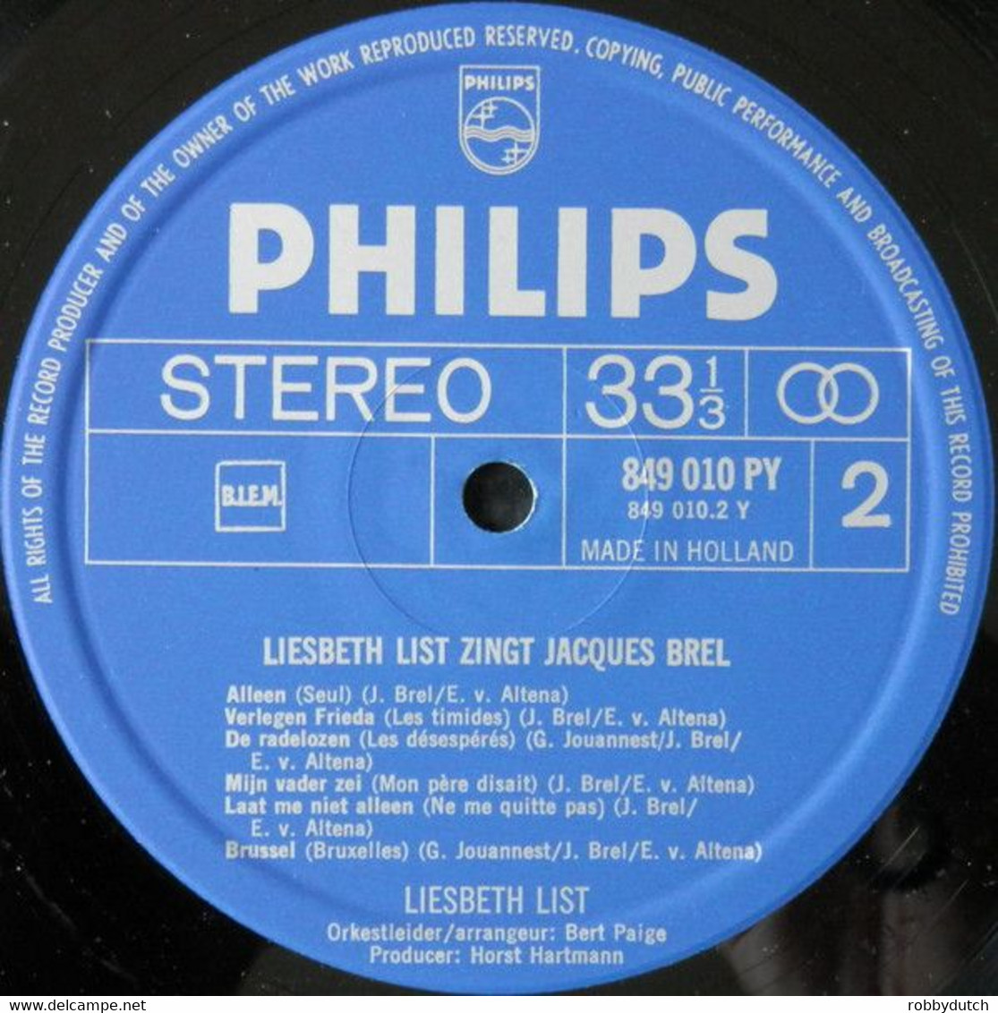 * LP *  LIESBETH LIST ZINGT JACQUES BREL (Holland 1969 EX!!!)