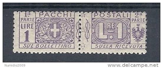 1914-22 REGNO PACCHI POSTALI 1 LIRA MH * -  RR9515 - Colis-postaux