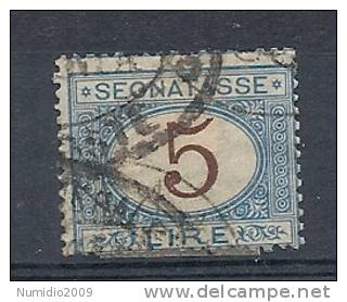 1870-74 REGNO USATO SEGNATASSE 5 LIRE - RR9515 - Taxe