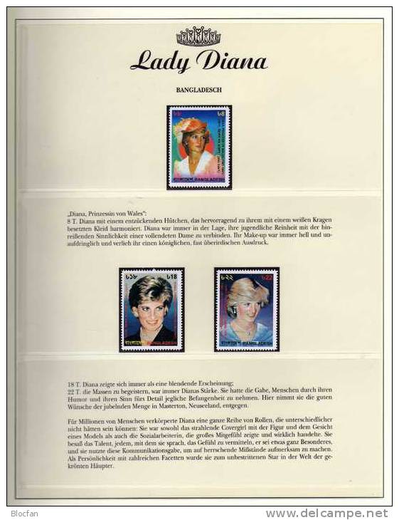 Ehrung Von Diana 1997 Bangladesch 653/5 ** 8€ Memorial Porträt Lady Di With Perlen Princess Of Wales Stamp Of Bangladesh - Bangladesh