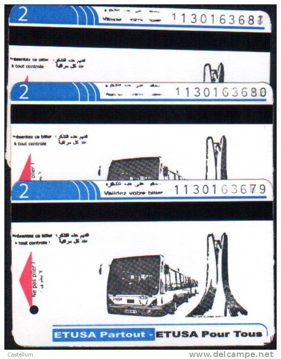 TROIS (3) TICKETS BUS GRAND ALGER -ETUSA - Other & Unclassified