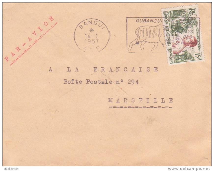 BANGUI - OUBANGUI  - AFRIQUE - COLONIES - AVION - LETTRE - FLAMME - MARCOPHILIE - Covers & Documents