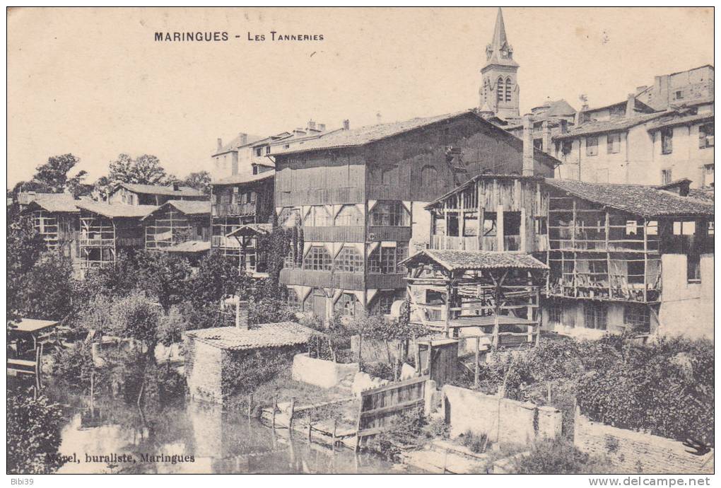 MARINGUES.  _  Les Tanneries. Installations Typiques Pour Le Séchage Des Peaux . Nombreux Sechoirs. A 1° Vue Bucolique, - Maringues