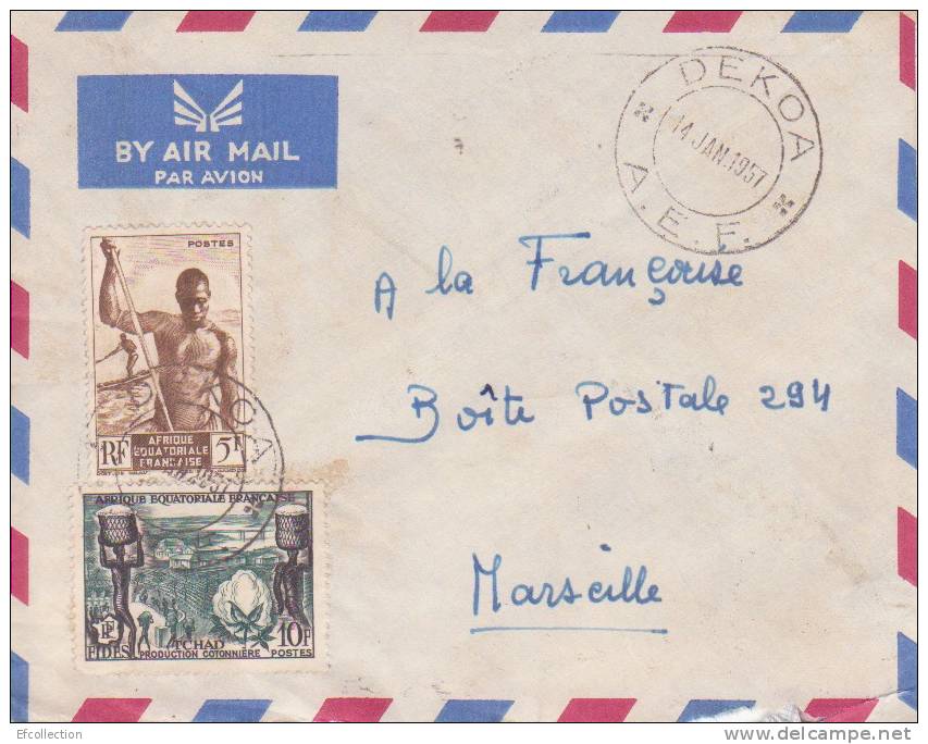 DEKOA ( PETIT BUREAU ) TRANSIT > BANGUI - OUBANGUI - AFRIQUE - COLONIES - AVION - LETTRE - MARCOPHILIE - Lettres & Documents