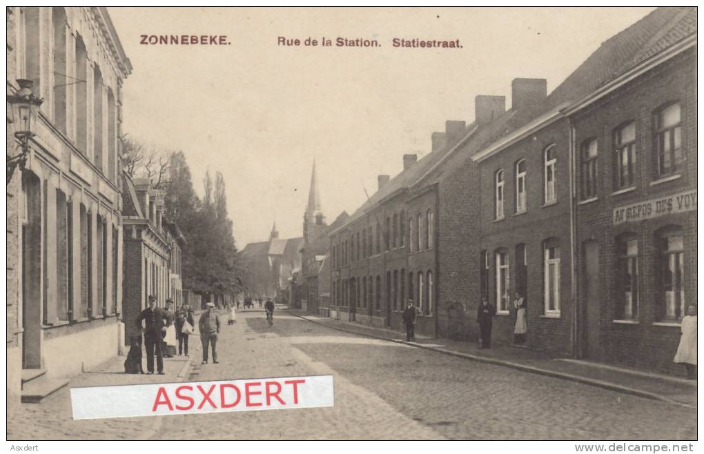 Zonnebeke  - Statiestraat / Rue De La Station - Café: Au Repos Des Voyageurs. - Zonnebeke