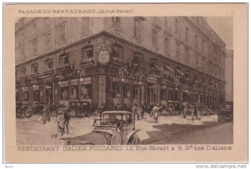 Paris - Restaurant Italien Poccardi, 12, Rue Favari & 9, Bd. Des Italiens, 1920's - Pubs, Hotels, Restaurants