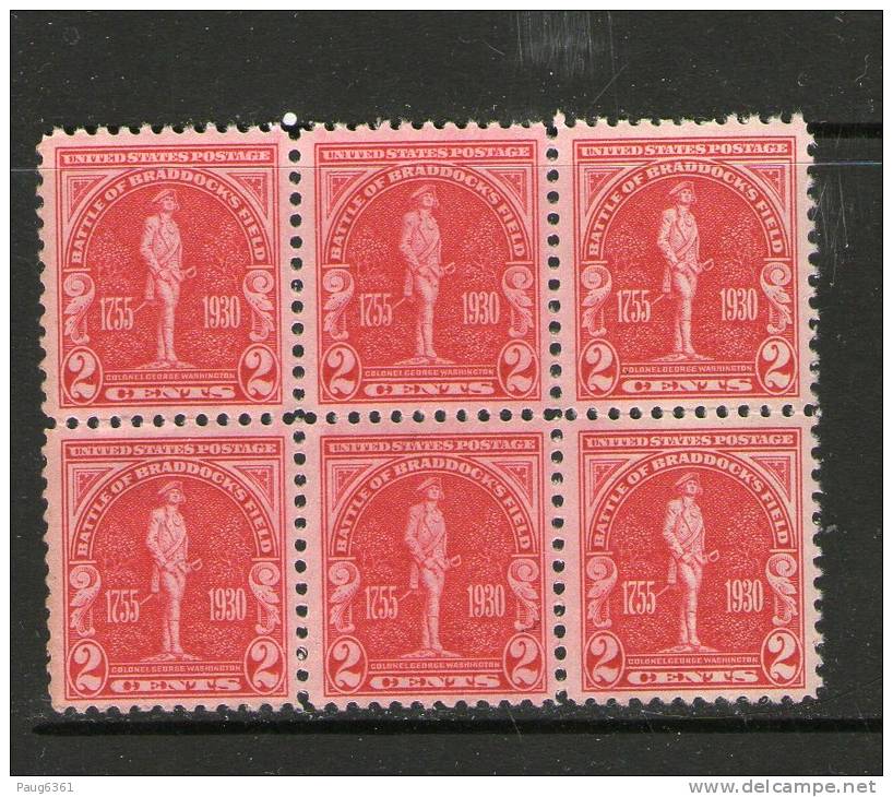 USA 1930 Braddocks BLOC DE 6 YVERT   N°294   NEUF MNH** - Neufs