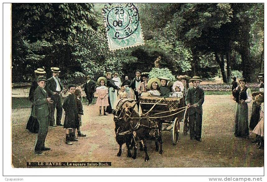 LE HAVRE - SQUARE SAINT-ROCH - Attelage Anes  Pour Enfants - Cpa écrite 1906-  Aqua Photo L.V  N° 8 - Saint-Roch (Plein)
