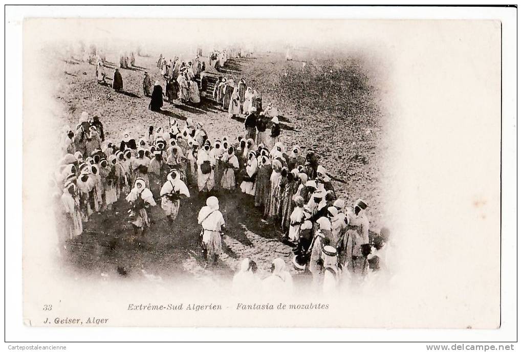 Algerie FANTASIA De MOZABITES  Extreme Sud Algerien Scenes Types Moeurs Folklore CPA 1890s &curren; GEISER 33 Algeria Ar - Scènes & Types