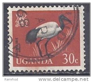 UGANDA 1965 BIRDS - SACRED IBIS 30c. Black And Brown FU - Uganda (1962-...)