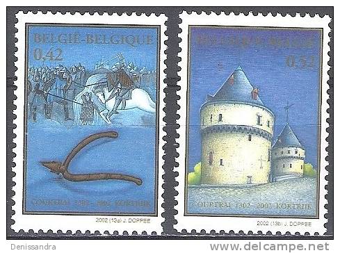 Belgique 2002 COB 3088 - 3089 Neuf ** Cote (2016) 2.20 Euro Bataille Des Eperons D´Or - Unused Stamps