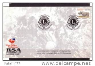 SOUTH AFRICA, 1994. Fauna- Lions International District Cape Town, Date-Stamp Card - Cartas & Documentos