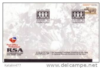 SOUTH AFRICA, 1994. Fauna- Junass, 11th Ntional Philatelic  Exhibition For Youth,, Date-Stamp Card - Briefe U. Dokumente