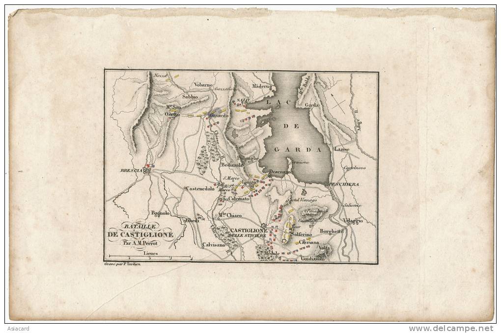 Map Of Castiglione Battle 19th Century , Solferino, Peschiera, Calvisano Etc - Autres & Non Classés