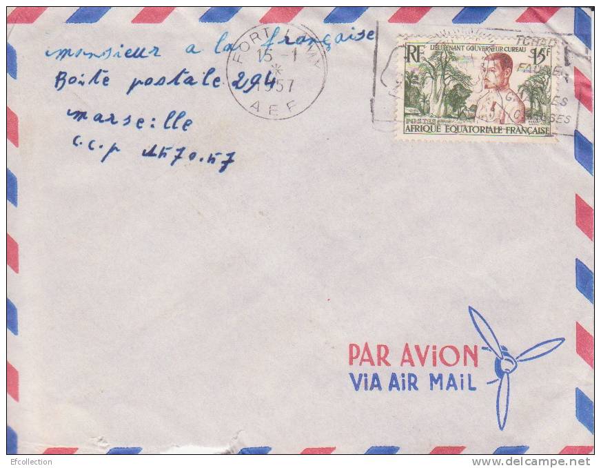 FORT LAMY - TCHAD - AFRIQUE - COLONIES - AVION - LETTRE - FLAMME - MARCOPHILIE - Cartas & Documentos