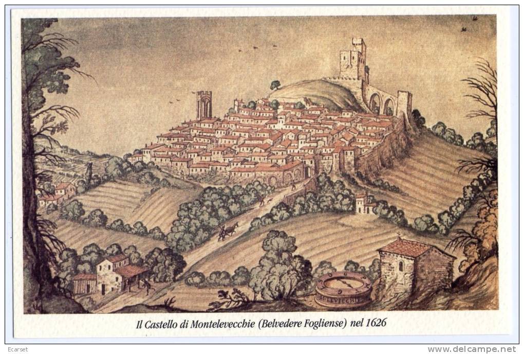 TAVULLIA (PESARO) - Il Castello Di Montelevecchie (Belvedere Fogliense) Nel 1626. Formato Grande. Non Viaggiata. - Pesaro