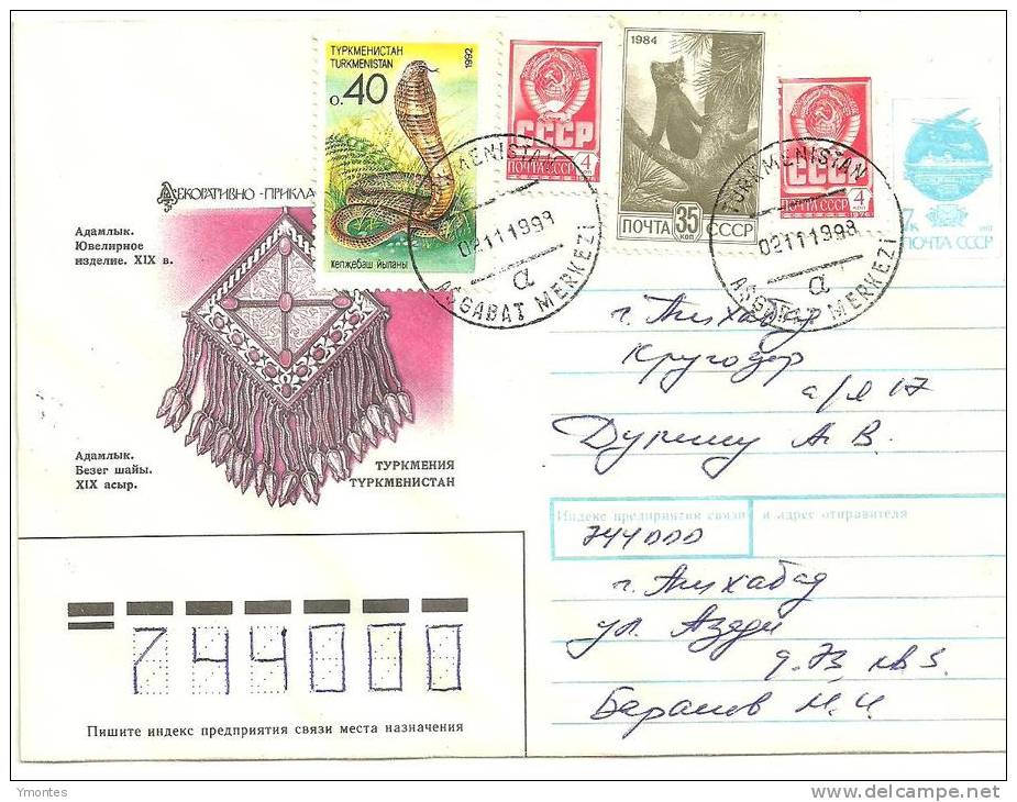 Cover Turkmenistan  ( Snakes  + Animal Stamps) - Turkmenistan