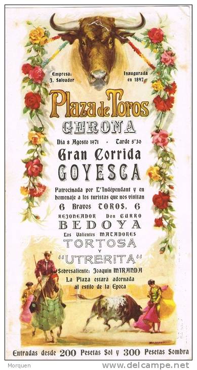 Cartel Anunciador Corrida De Toros. Gerona 1971 - Programas