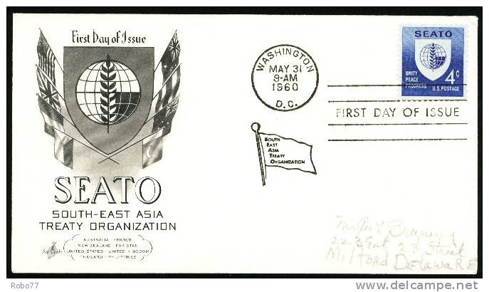 1960 USA FDC. SEATO - South - East Asia Treaty Organisation. Washington May 31.1960.D.C. (H05c141) - 1951-1960