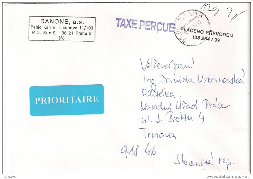 CZECH REPUBLIC 2000. PRIORITAIRE COVER TAXE PERCUE - Briefe U. Dokumente