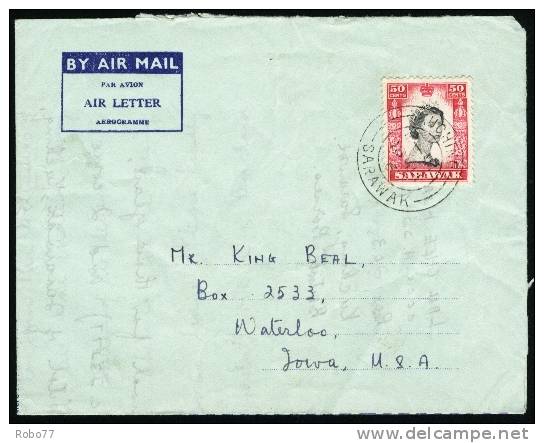 Sarawak Aerogram, Air Letter Sent To USA.  (H150c024) - Sarawak (...-1963)