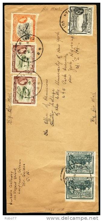 1966 British Guiana. Multifranked Air Mail Letter, Cover Sent To USA. (H165c004) - Britisch-Guayana (...-1966)