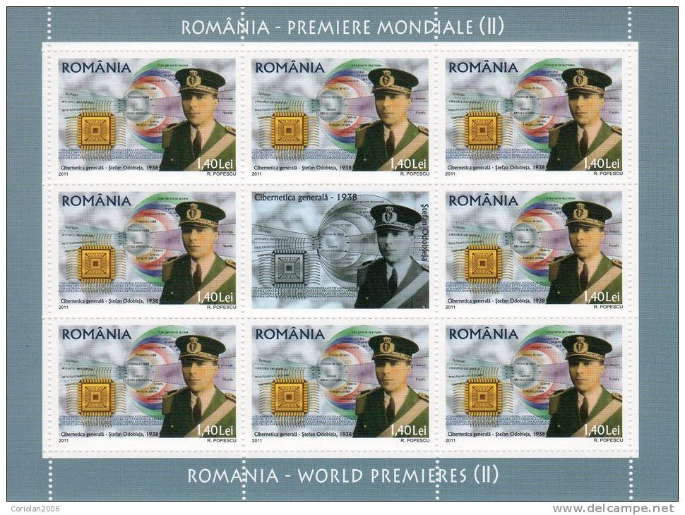 Romania 2011 / ROMANIA -WORLD PREMIERES (II) / ODOBLEJA , CANTACUZINO, DRAGOMIR, ANTIPA / SET 4 MS - Ongebruikt