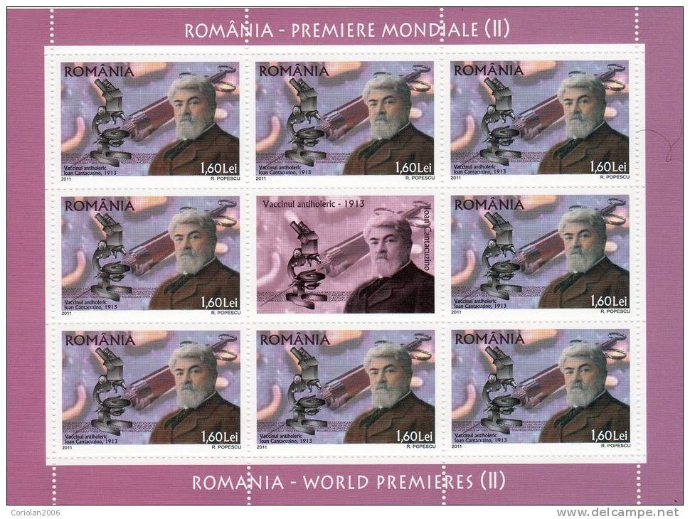 Romania 2011 / ROMANIA -WORLD PREMIERES (II) / ODOBLEJA , CANTACUZINO, DRAGOMIR, ANTIPA / SET 4 MS - Nuevos