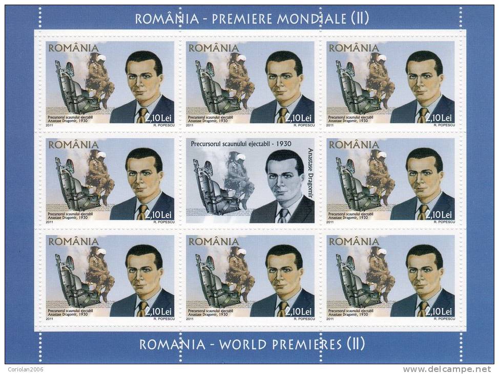 Romania 2011 / ROMANIA -WORLD PREMIERES (II) / ODOBLEJA , CANTACUZINO, DRAGOMIR, ANTIPA / SET 4 MS - Ungebraucht