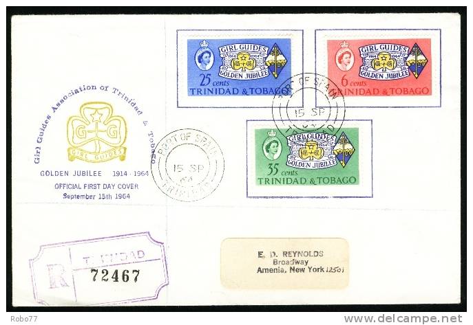 1964 Trinidad & Tobago.Registered Letter, FDC. Girl Guides - Golden Jubilee. (H26c005). - Trinité & Tobago (1962-...)