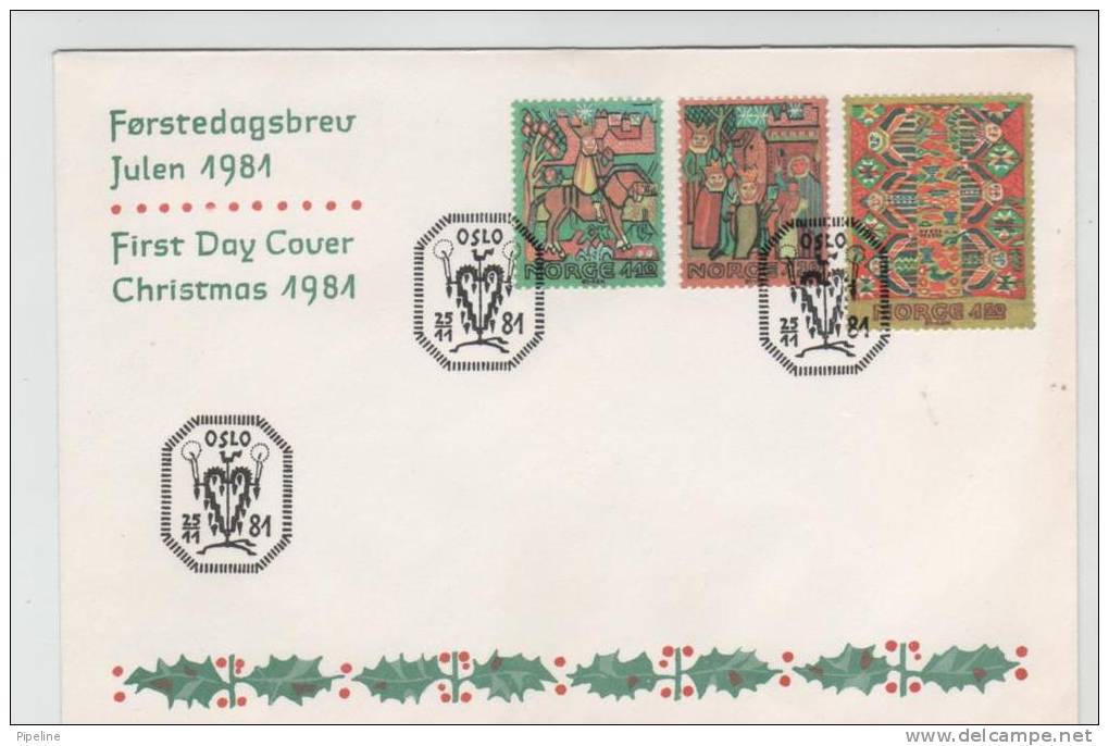 Norway FDC 25-11-1981 Christmas Stamps With Cachet - FDC