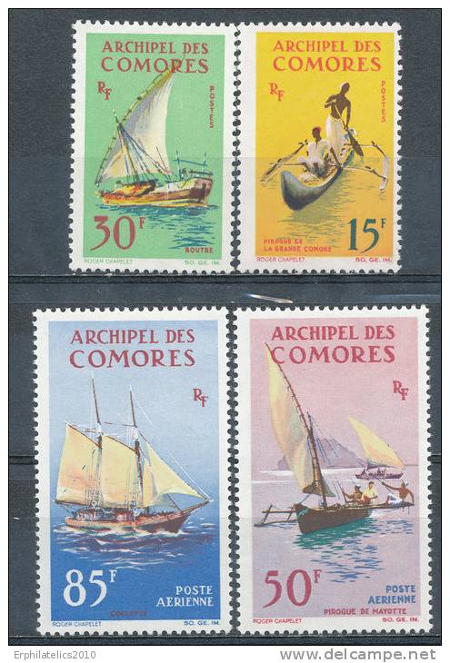 COMORO ISLANDS 1964 LOCAL SHIPS,CANOE AND SAILING SHIPS SC# 61-62,C10-11 VF MNH - Comoros