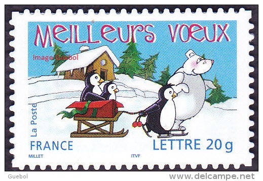 France Autoadhésif ** N°   67 Ou 3853 - Meilleurs V&oelig;ux Pour 2006 - Ours Et Manchot Sur Patins - Autocollant - Ungebraucht