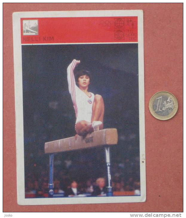 NELLIE KIM - Yugoslav Old ROOKIE Trading Card 5. GOLD OLYMPIC GAMES MEDALS Gymnastics Gymnastique Russia Soviet Union - Autres & Non Classés