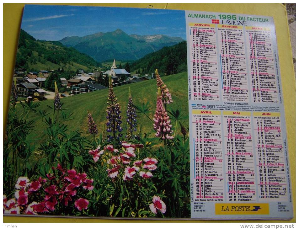 Almanach Du Facteur 1995 - LA POSTE - Vosges N°88 - LES GETS - Ste MAXIME -  LAVIGNE - Formato Piccolo : 1991-00